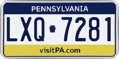 PA license plate LXQ7281