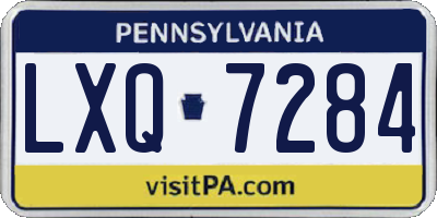 PA license plate LXQ7284