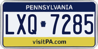 PA license plate LXQ7285