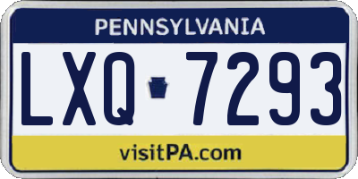 PA license plate LXQ7293
