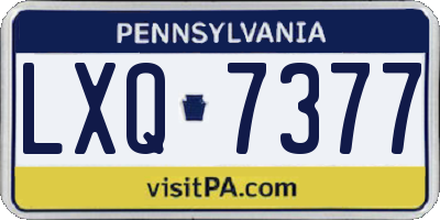 PA license plate LXQ7377