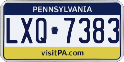 PA license plate LXQ7383
