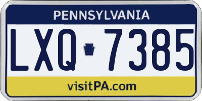 PA license plate LXQ7385