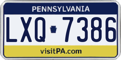 PA license plate LXQ7386