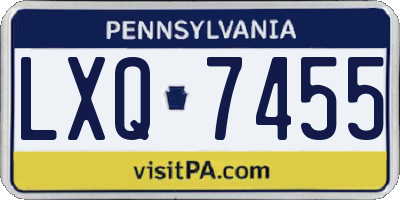 PA license plate LXQ7455