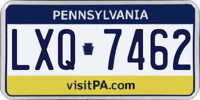 PA license plate LXQ7462