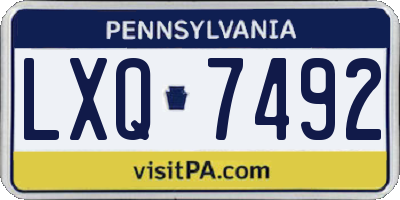 PA license plate LXQ7492