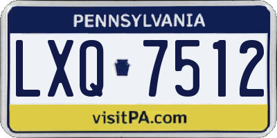 PA license plate LXQ7512