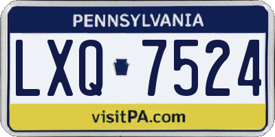PA license plate LXQ7524