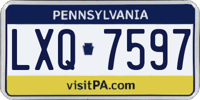 PA license plate LXQ7597