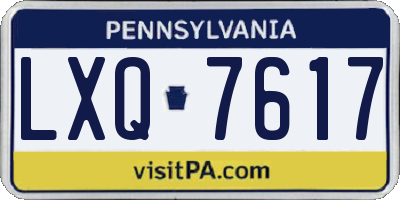 PA license plate LXQ7617