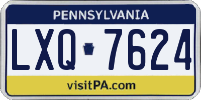 PA license plate LXQ7624