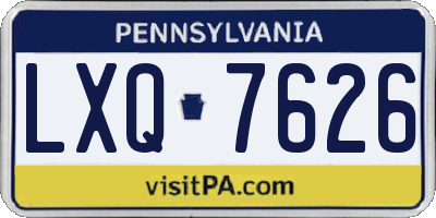 PA license plate LXQ7626