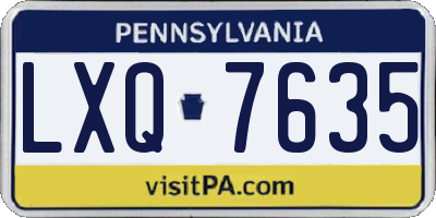 PA license plate LXQ7635