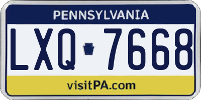PA license plate LXQ7668