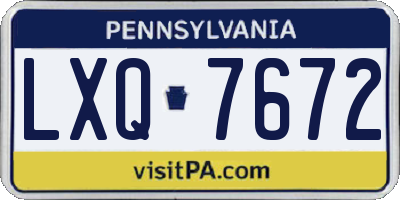PA license plate LXQ7672