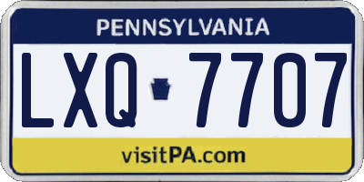 PA license plate LXQ7707