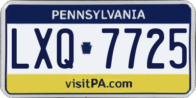 PA license plate LXQ7725