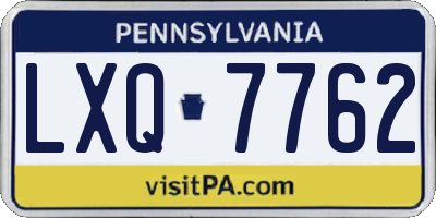 PA license plate LXQ7762