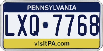 PA license plate LXQ7768