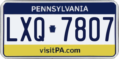 PA license plate LXQ7807
