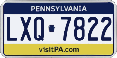 PA license plate LXQ7822