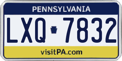 PA license plate LXQ7832