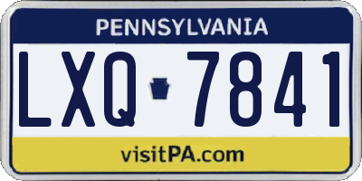 PA license plate LXQ7841