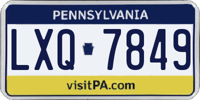 PA license plate LXQ7849