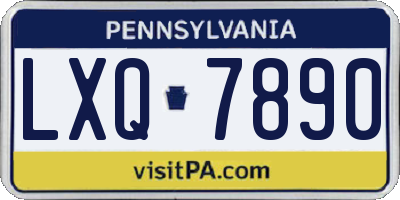 PA license plate LXQ7890