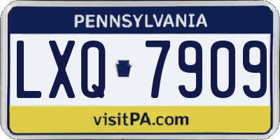 PA license plate LXQ7909