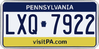 PA license plate LXQ7922