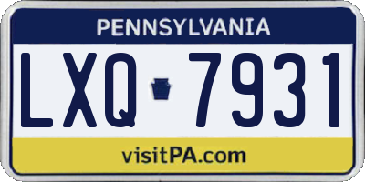 PA license plate LXQ7931