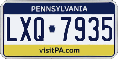 PA license plate LXQ7935