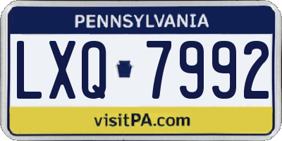 PA license plate LXQ7992