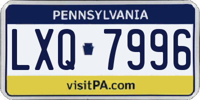 PA license plate LXQ7996