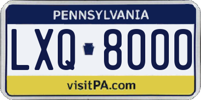 PA license plate LXQ8000