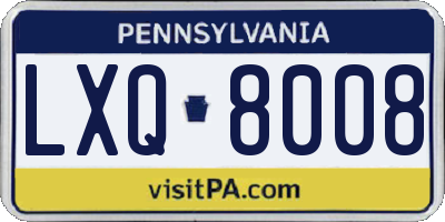 PA license plate LXQ8008