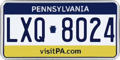 PA license plate LXQ8024