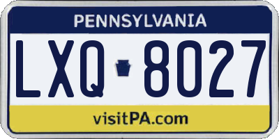 PA license plate LXQ8027