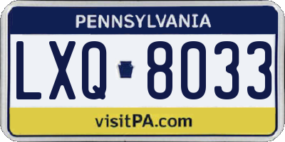 PA license plate LXQ8033