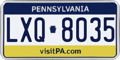 PA license plate LXQ8035