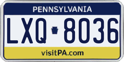 PA license plate LXQ8036