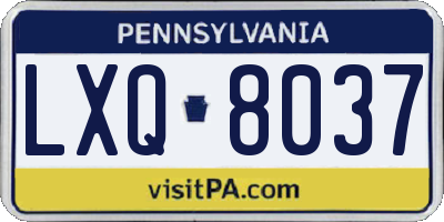 PA license plate LXQ8037