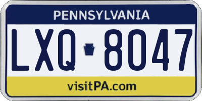 PA license plate LXQ8047
