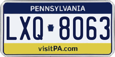 PA license plate LXQ8063