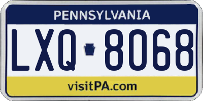 PA license plate LXQ8068