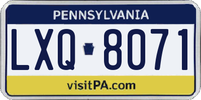 PA license plate LXQ8071