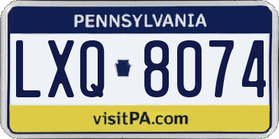 PA license plate LXQ8074