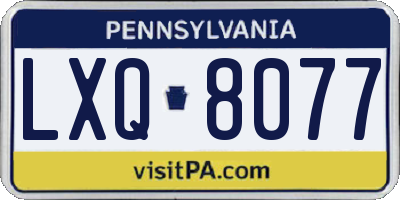 PA license plate LXQ8077